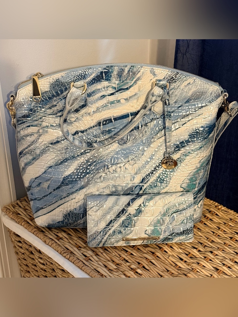 Brahmin Splash Large Duxbury Satchel Tote with Matching Ady Wallet